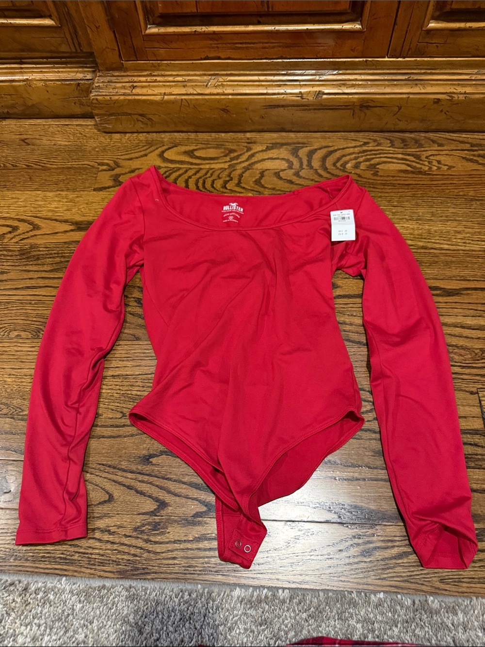 Hollister Red Long Sleeve Scoop Neck Bodysuit